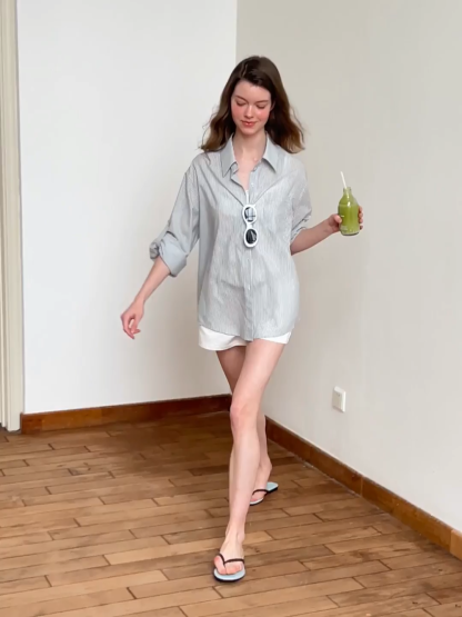 Oversized Striped Button Down Shirt