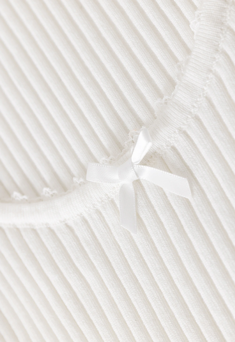 Womens Ribbed Long Sleeve Top with Bow Detail