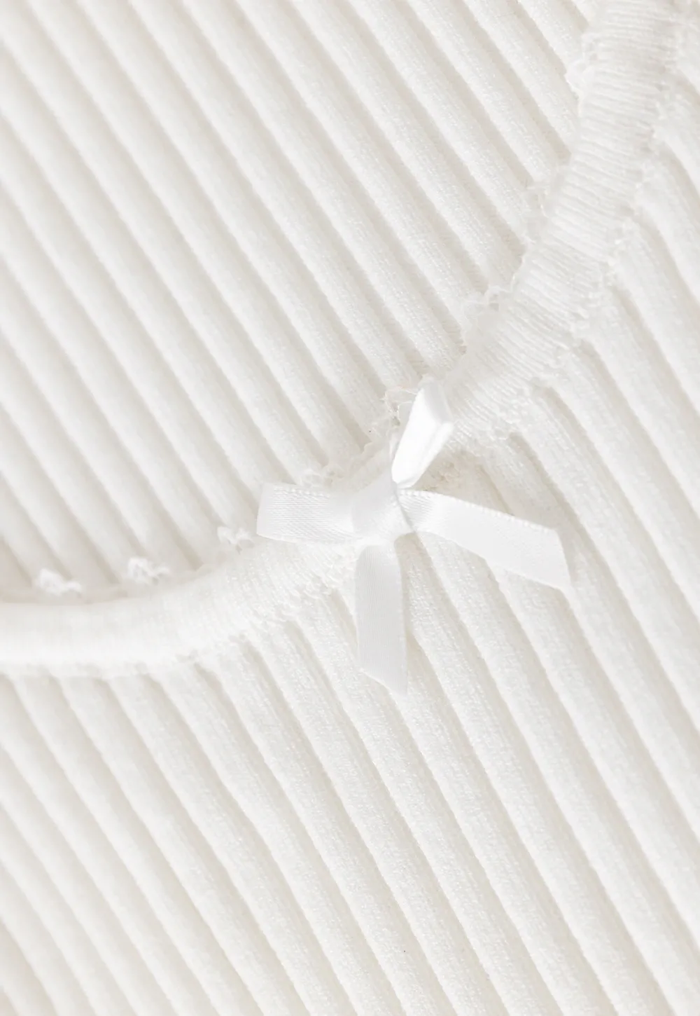 Womens Ribbed Long Sleeve Top with Bow Detail