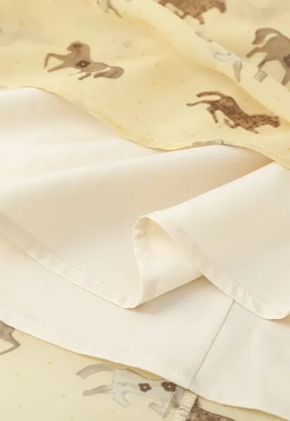 Horse Print Flared Midi Skirt