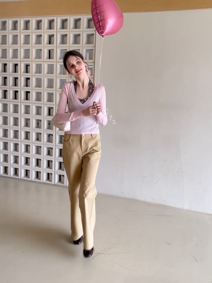 Woolen Knit Sweater and Polka Dot Tank Top