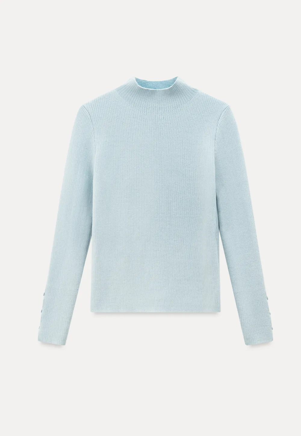 Elegant High Neck Knit Sweater with Button Detail Sleeve