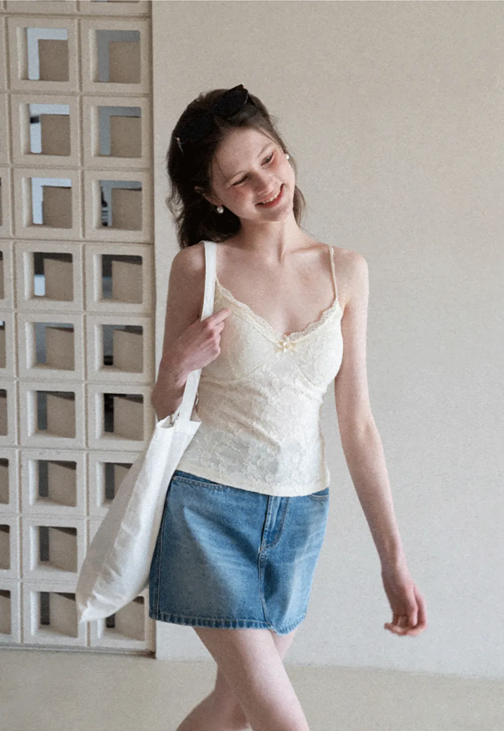 Lace Trimmed Camisole with Thin Straps