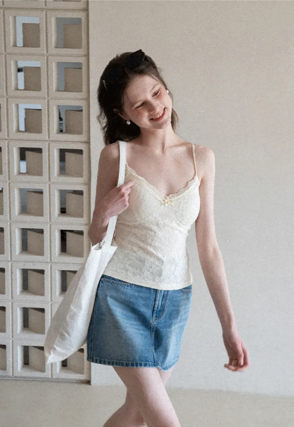 Lace Trimmed Camisole with Thin Straps