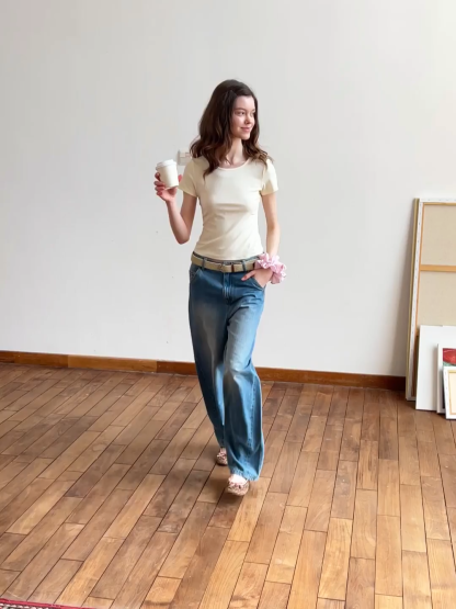 Short Sleeve T Shirt with Back Cutout Detail