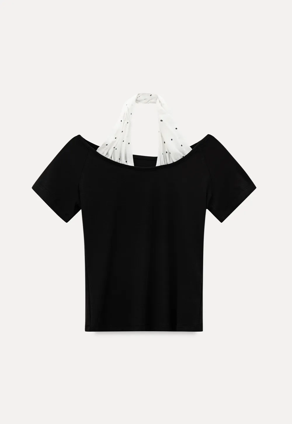 Off shoulder short sleeve top with halter neck detail