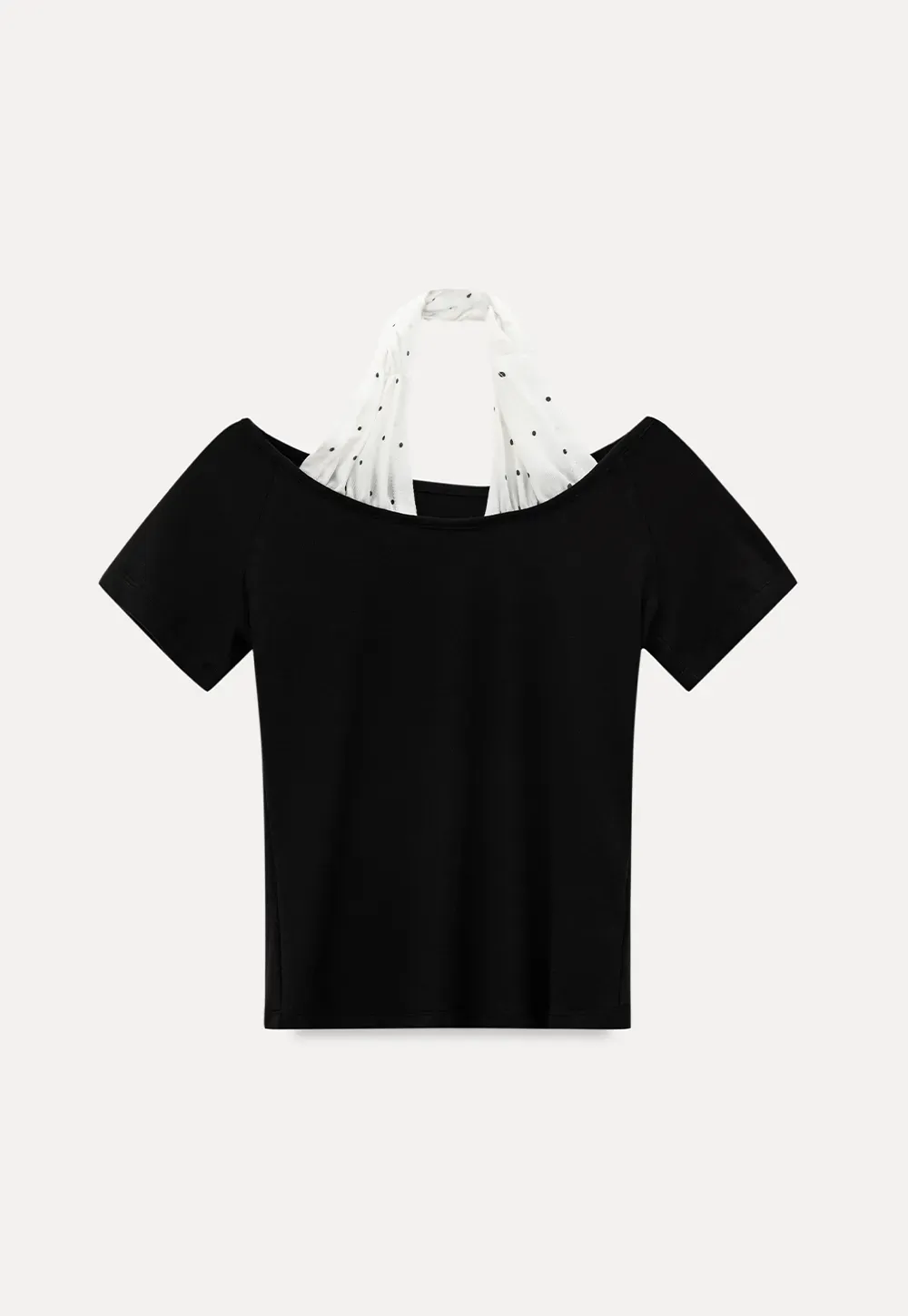 Off shoulder short sleeve top with halter neck detail