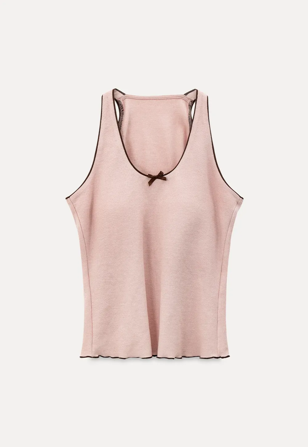 Halter neck tank top with thin straps and bow detail