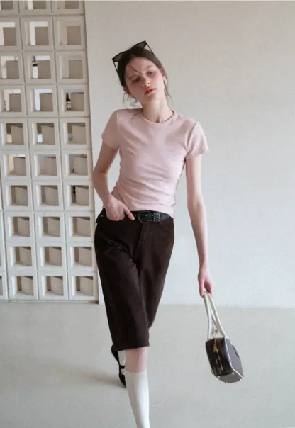 Wide Leg Denim Shorts with Belt and Back Pockets