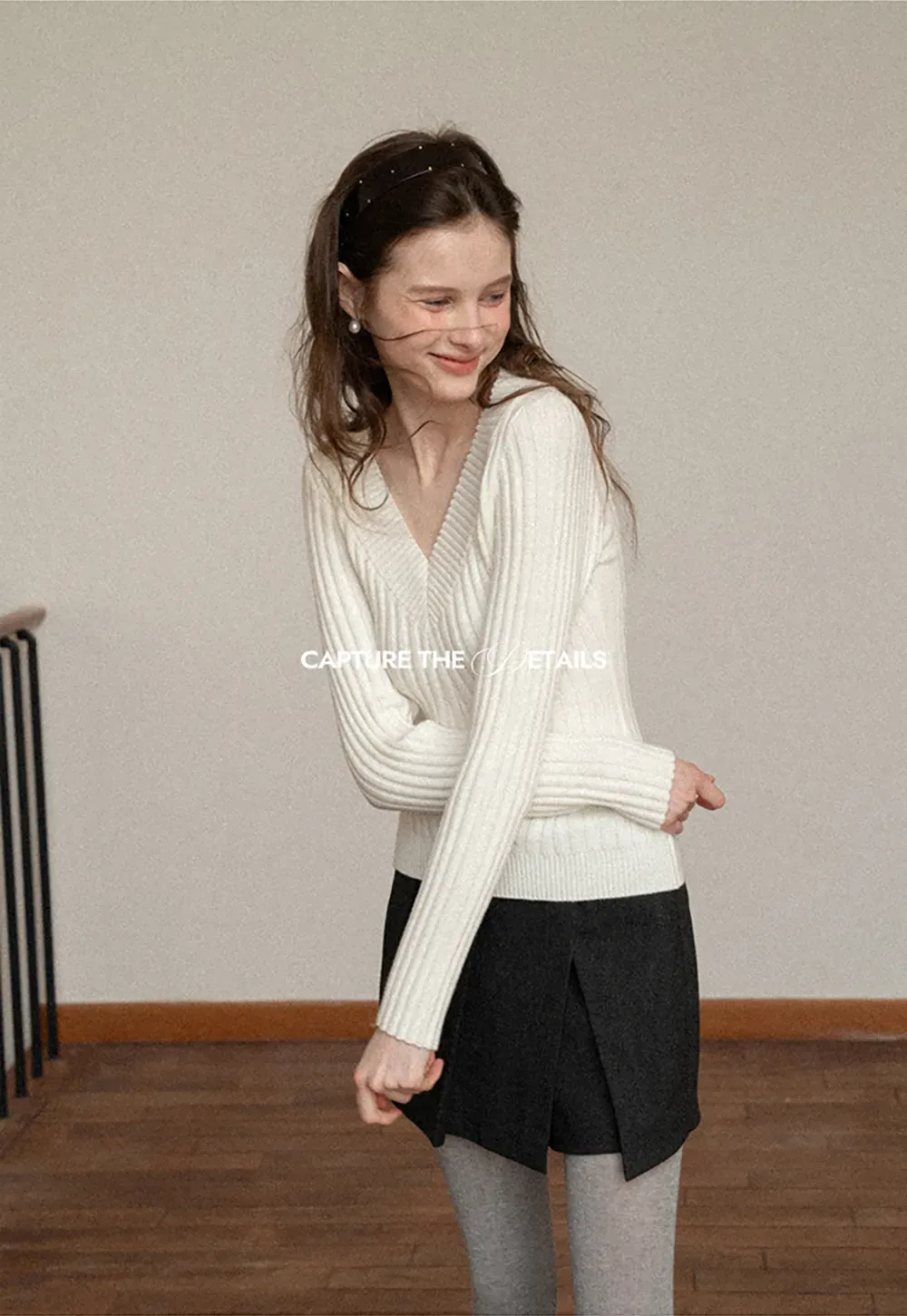 Elegant Pleated Mini Skirt with Tights and Boots Combo