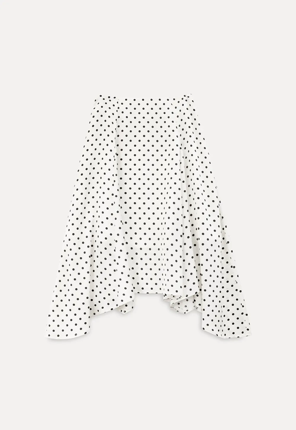 Polka dot asymmetrical hem skirt with pleats