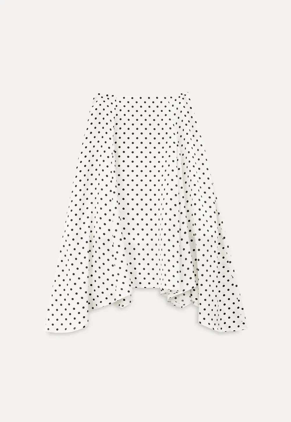 Polka dot asymmetrical hem skirt with pleats