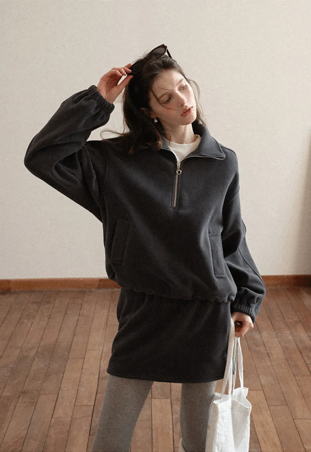 Fleece Mini Skirt Elastic Waist Casual Wear