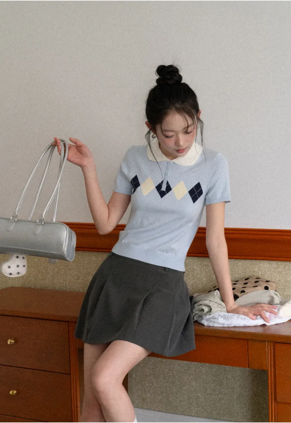 Pleated A-line Mini Skirt