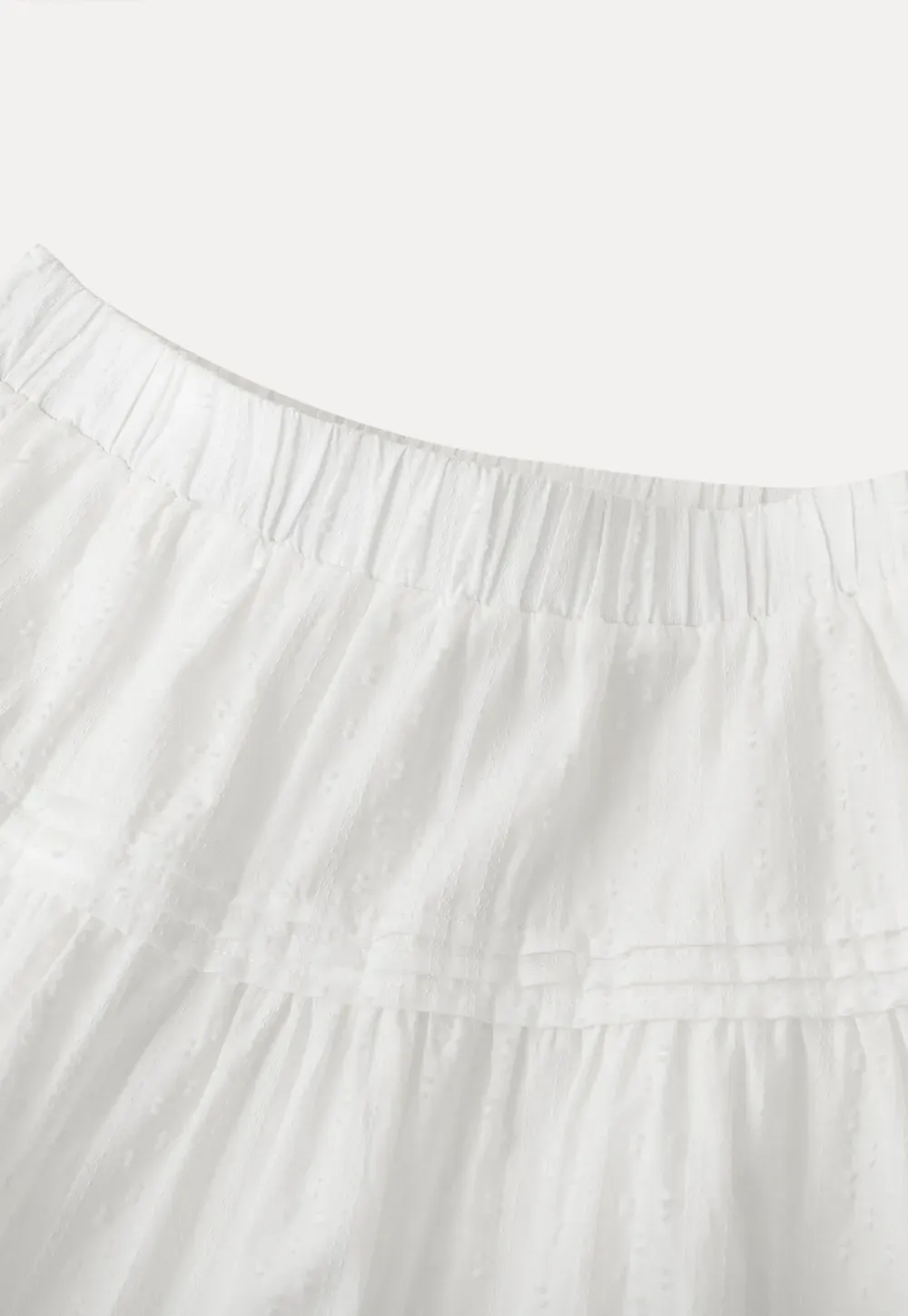 Eyelet Trimmed Tiered Skirt with Ruffled Hem
