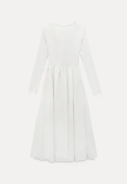 Elegant asymmetrical long sleeve dress with unique belt design