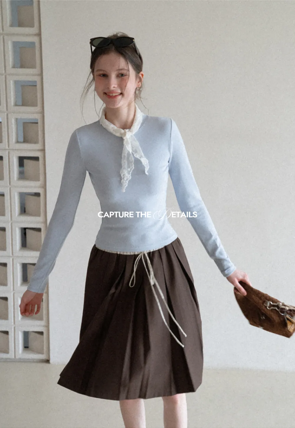 Pleated Drawstring Waist Skirt