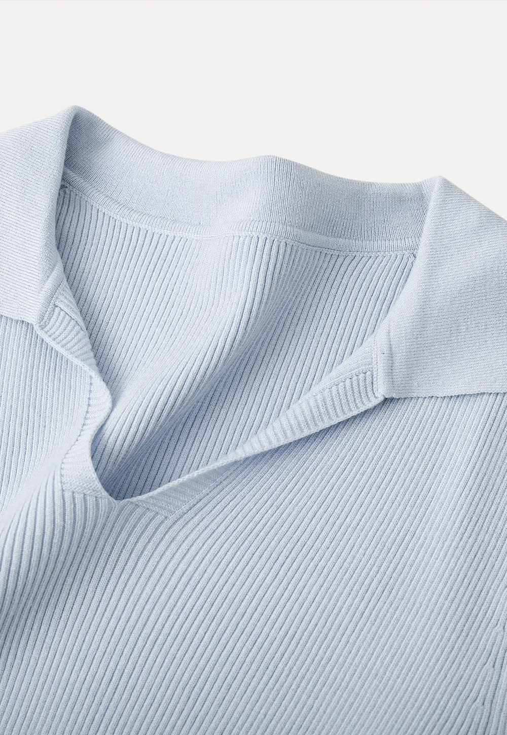 Ribbed Knit Long Sleeve Polo Neck Sweater