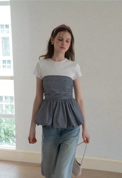 Smocked Waist Checkered Tank Top