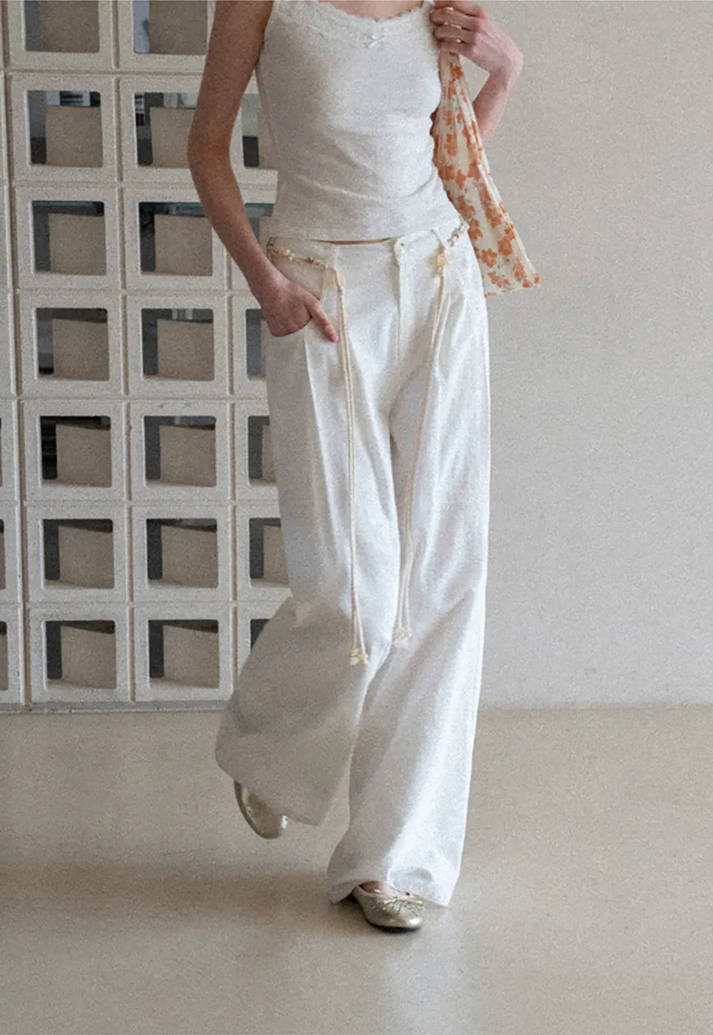 Casual Pants with Wide Legs and Pleats