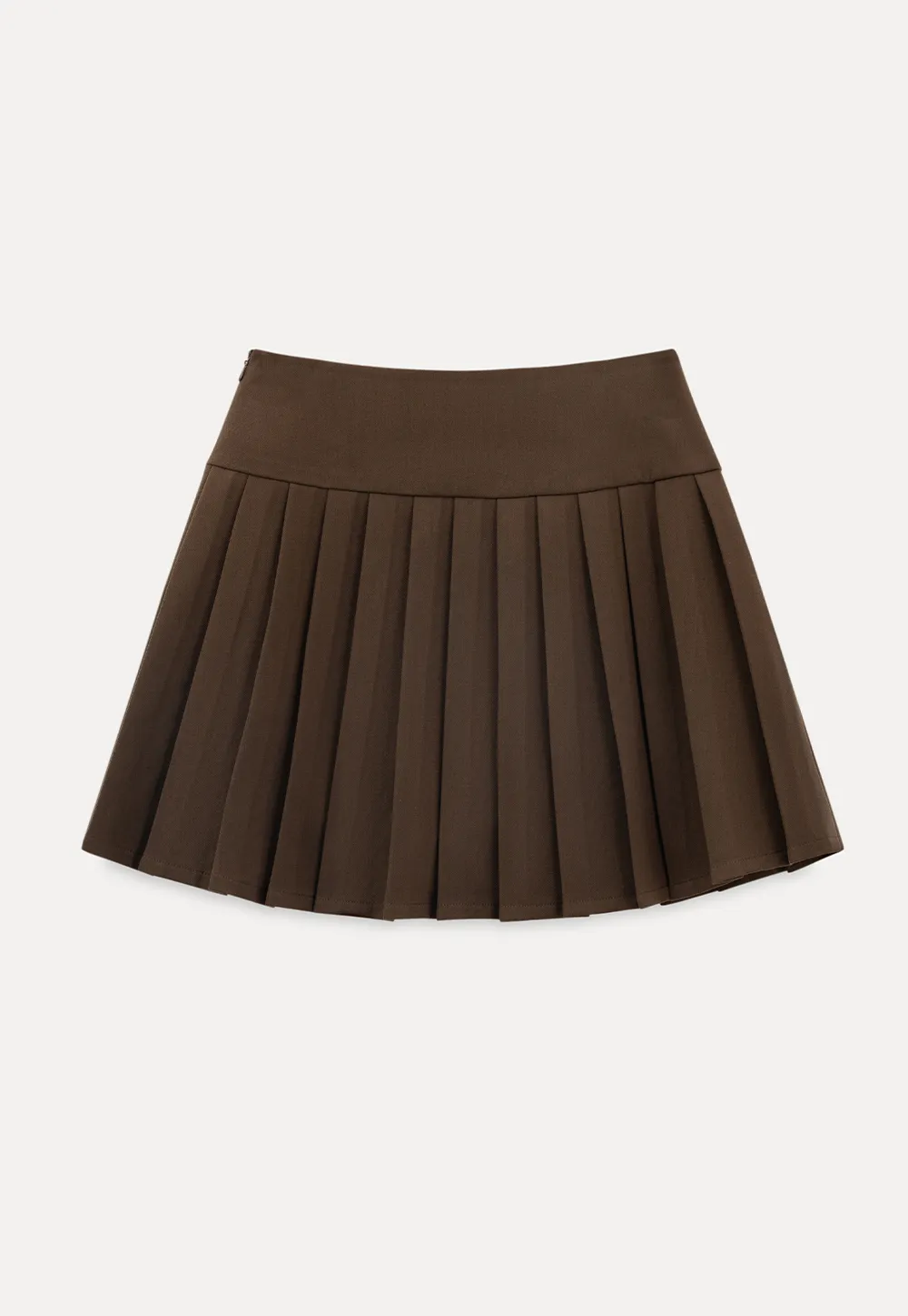 Pleated skirt with white waistband and ribbed texture