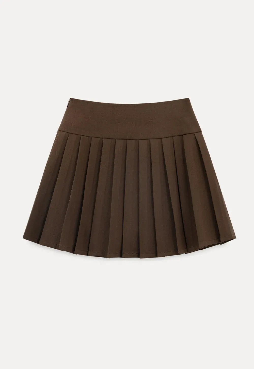 Pleated skirt with white waistband and ribbed texture
