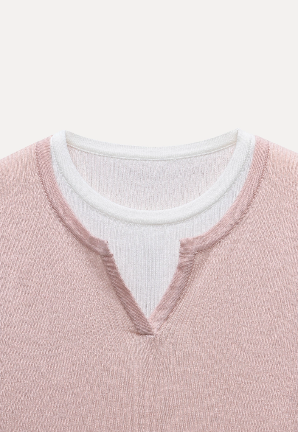 Contrast Layered Knit Long Sleeve Top