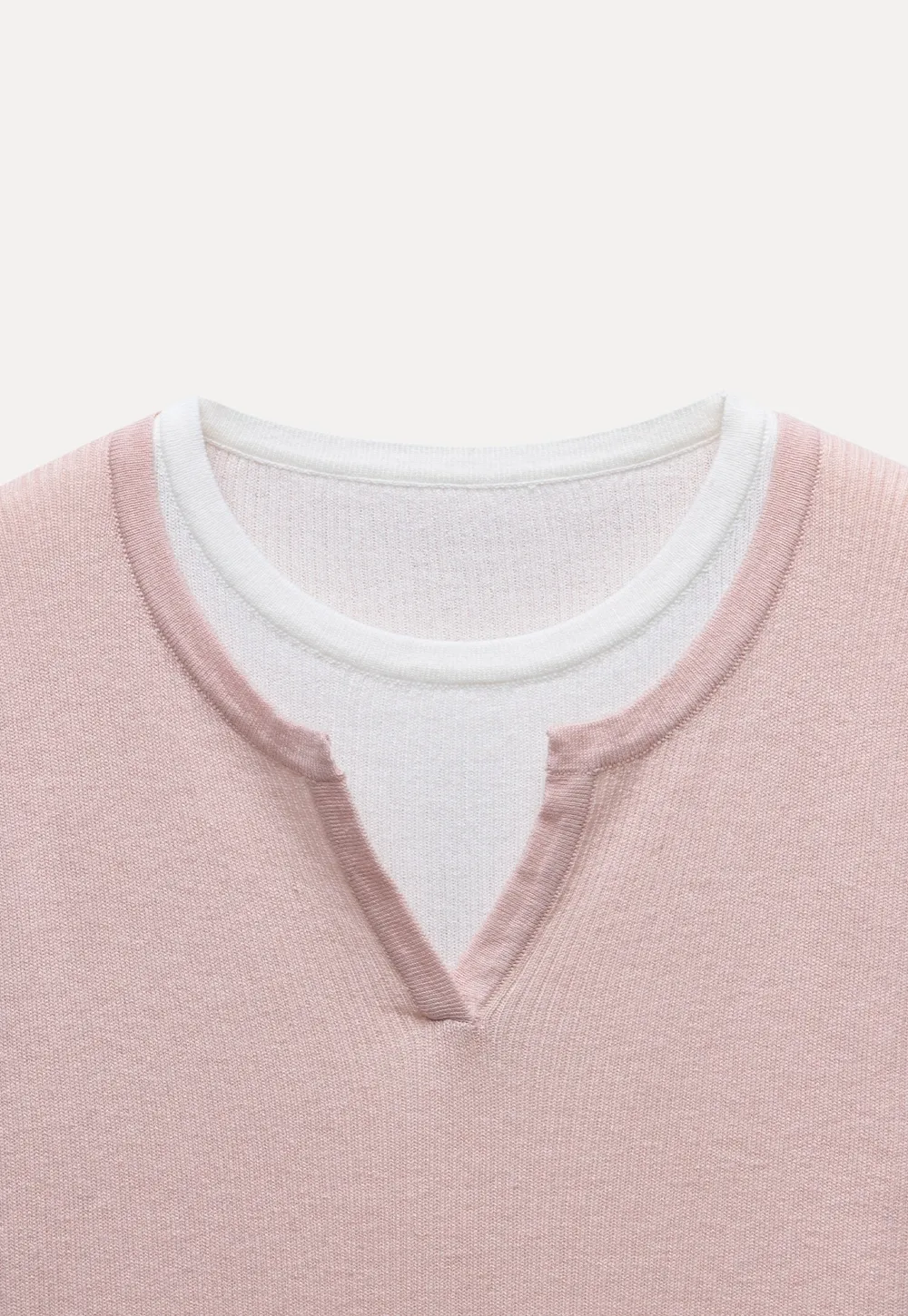 Contrast Layered Knit Long Sleeve Top