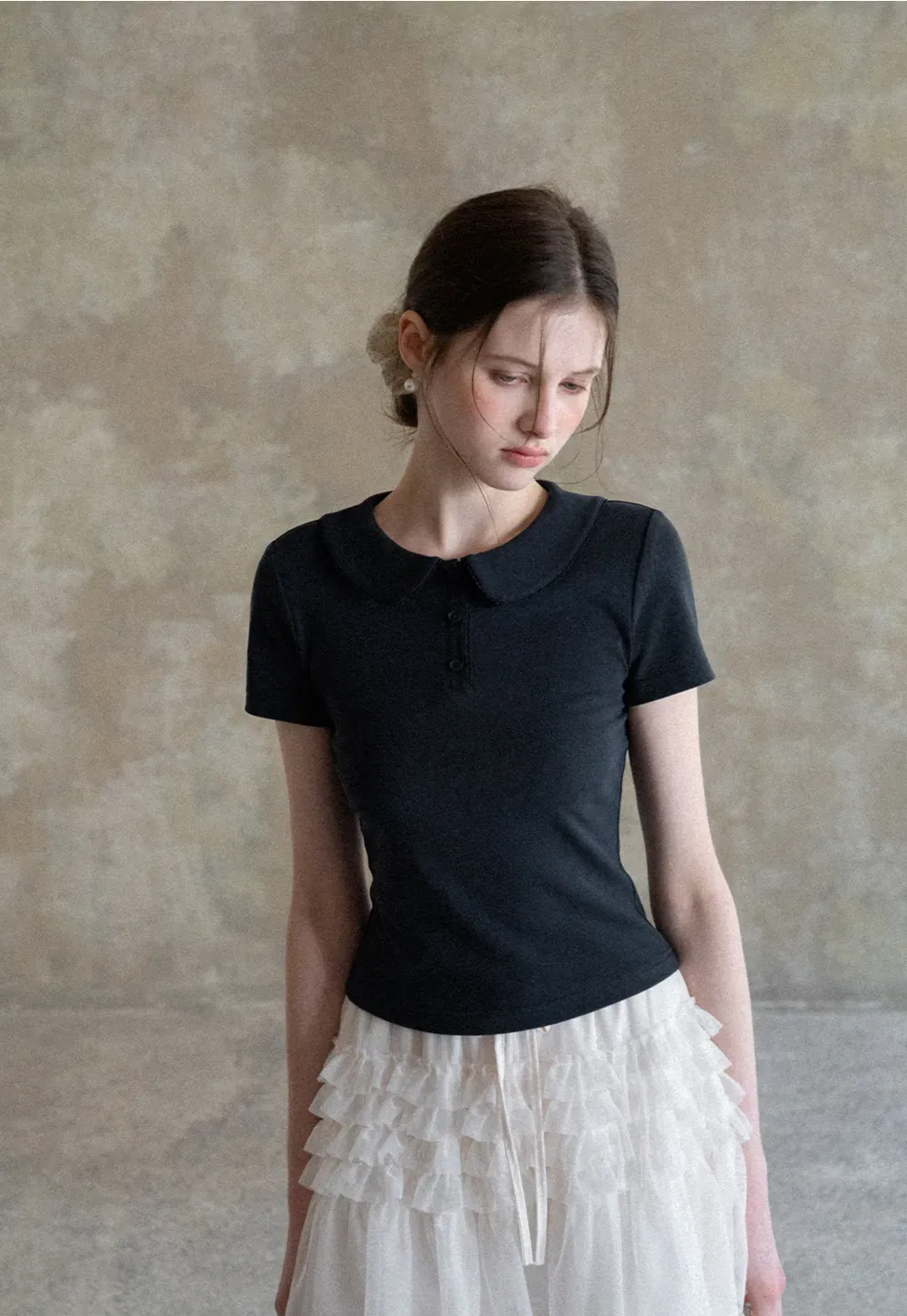 Short Sleeve Collared Button Front T Shirt