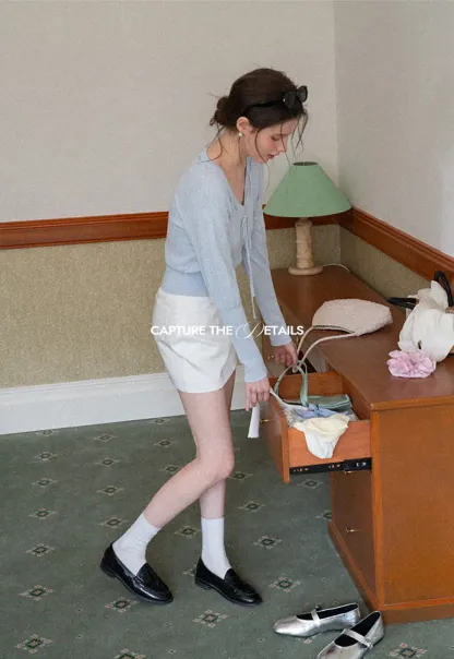 V Neck Knit Sweater with Front Tie Detail