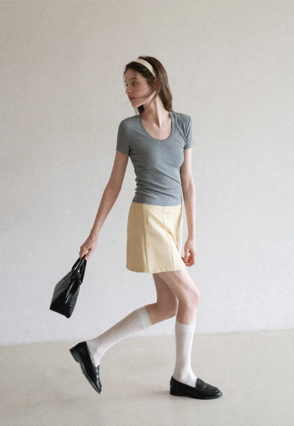 Short Sleeve Crop Top with Back Buttons