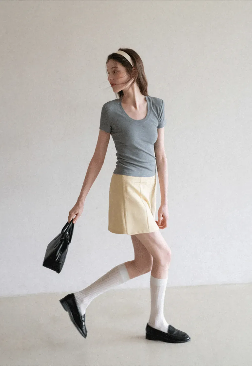 Short Sleeve Crop Top with Back Buttons