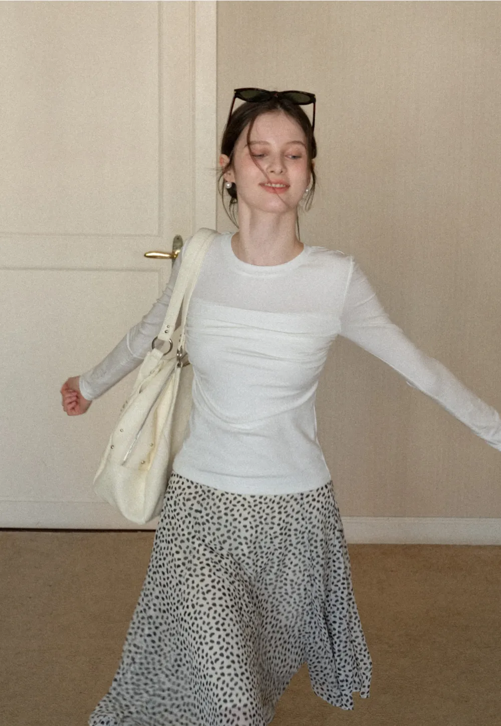 Ruched Long Sleeve T-Shirt with Gathered Detail