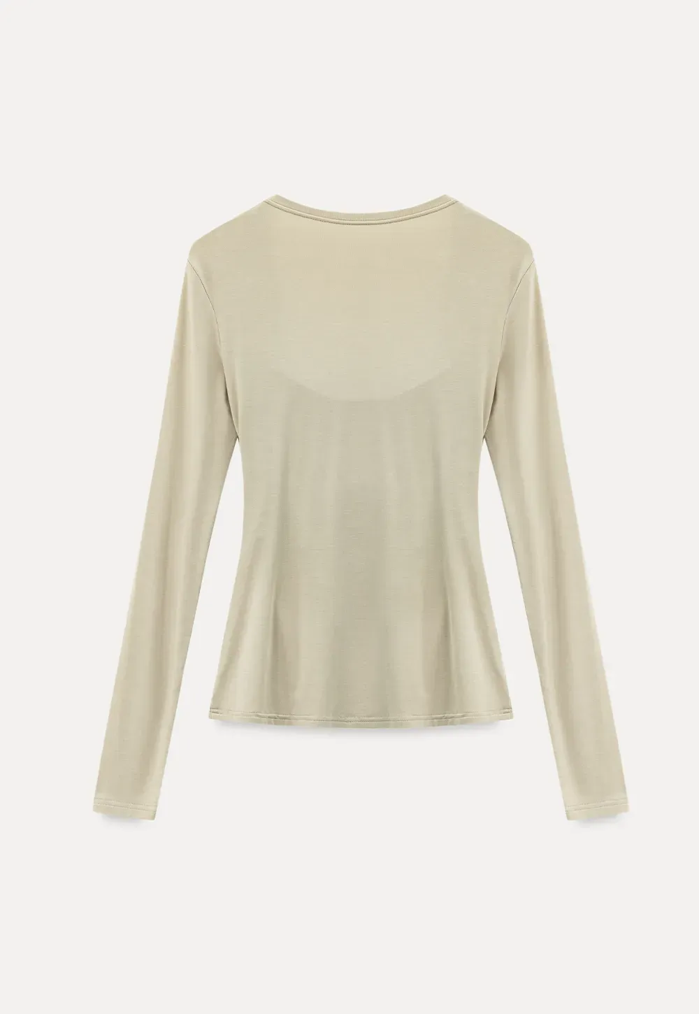 Long sleeve draped neckline top with square cutout