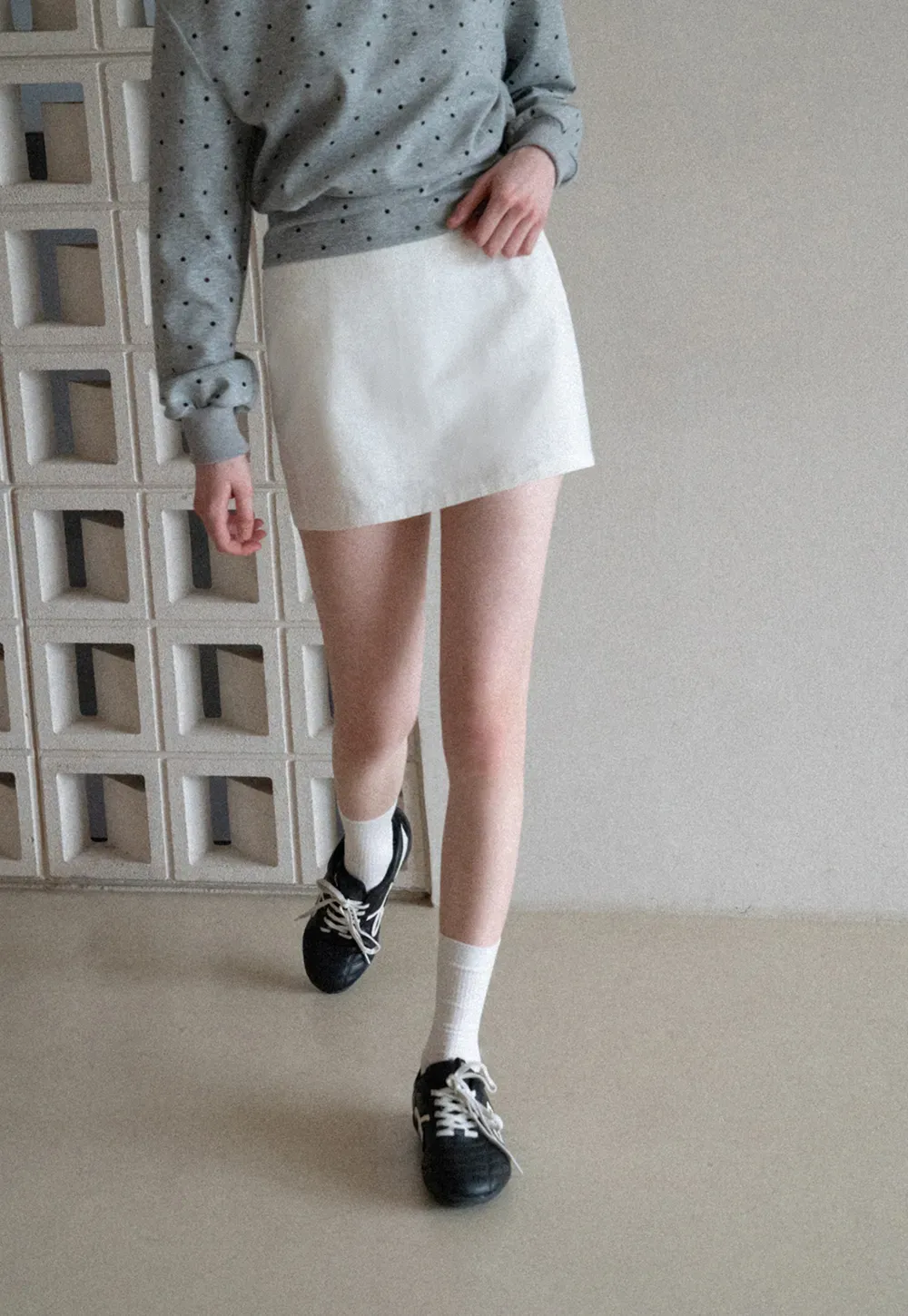 A-line mini skirt with clean lines and simple design