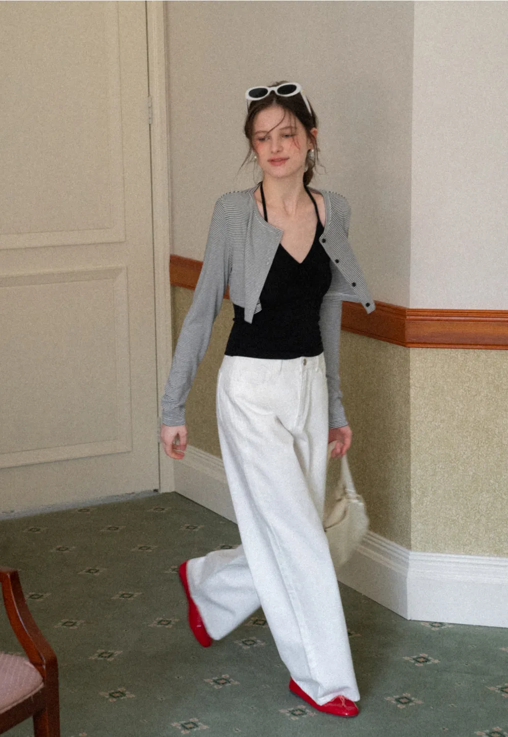 Wide leg high waist denim pants