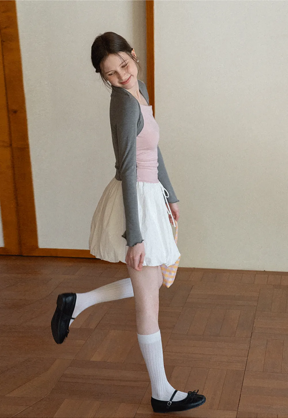 Puffed skirt with drawstring waist