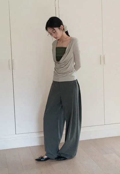 Wide Leg High Waist Casual Pants
