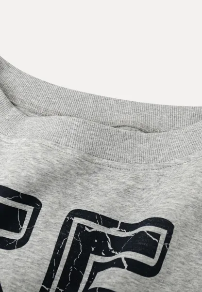 Off Shoulder Sweatshirt with Number Print