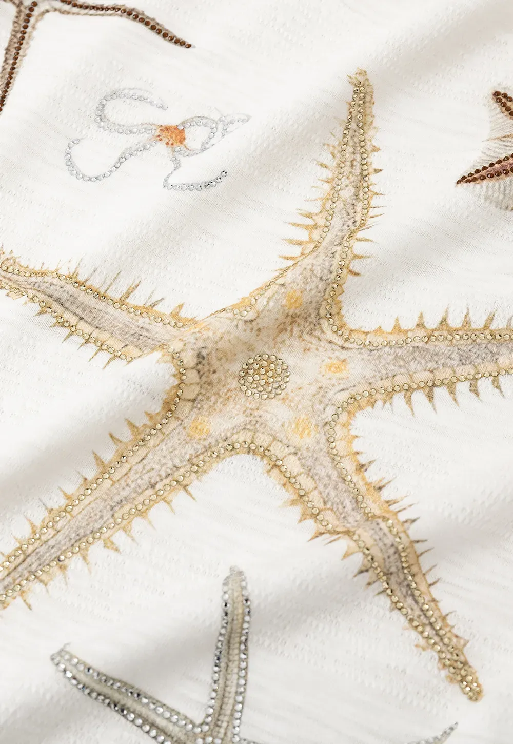 Long sleeve T shirt with starfish embroidery