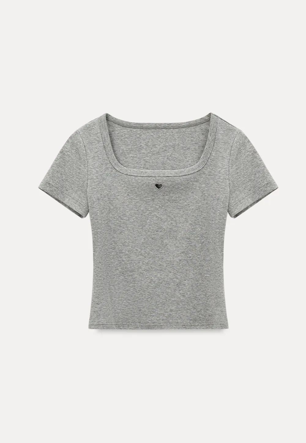 Short Sleeve Crop Top with Square Neckline