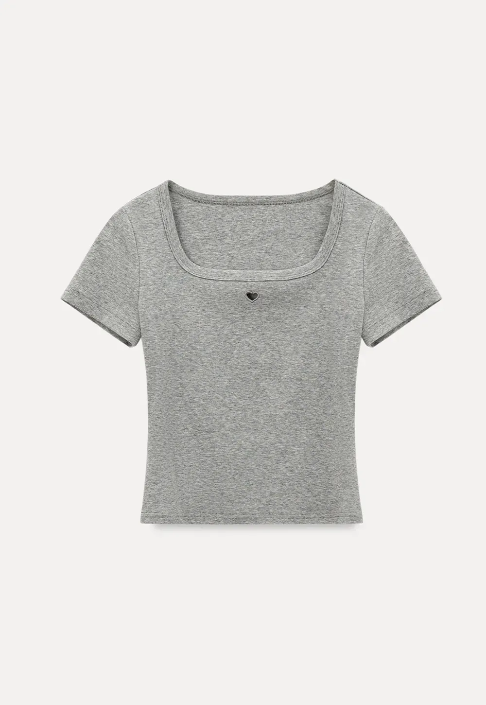 Short Sleeve Crop Top with Square Neckline