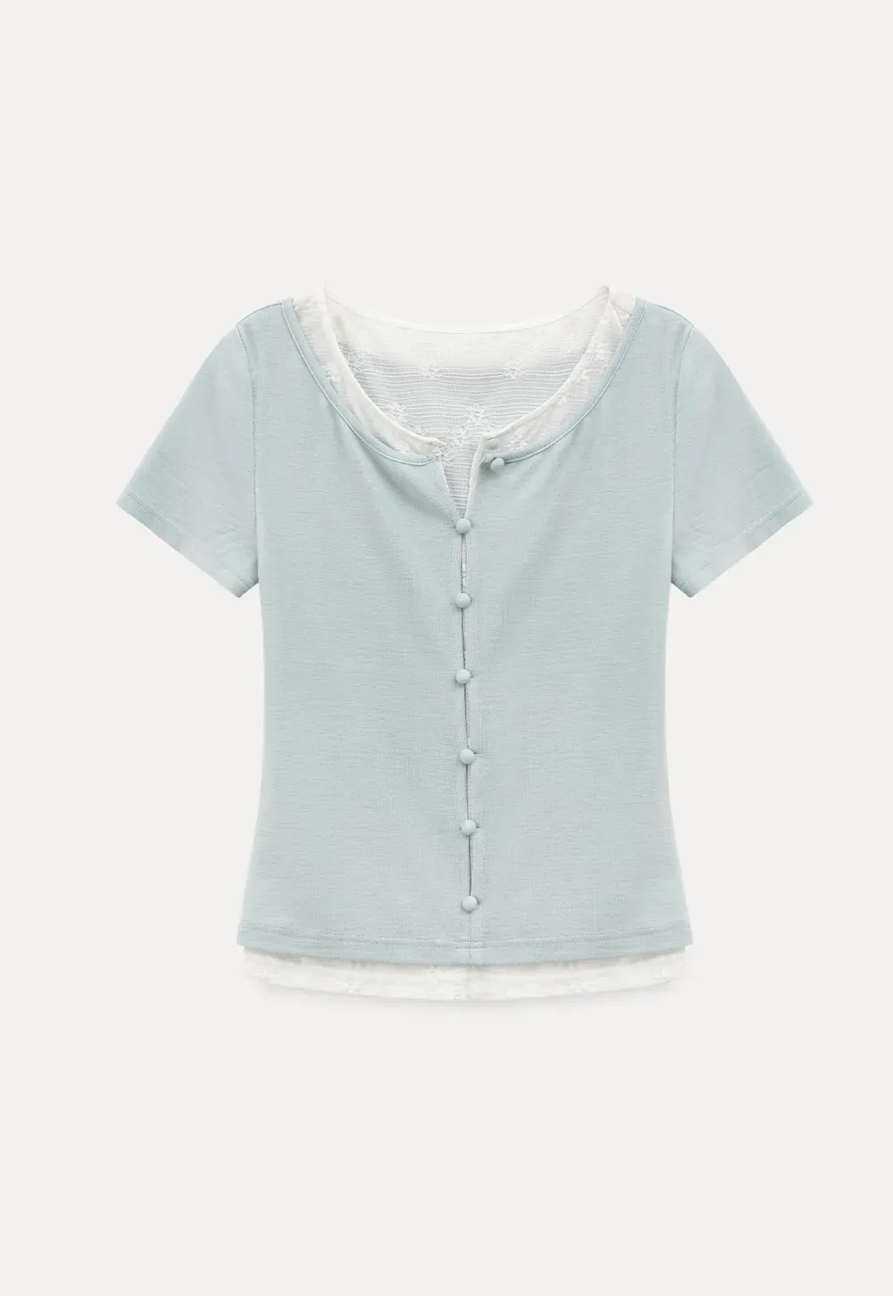 Short Sleeve T Shirt with Lace Trim