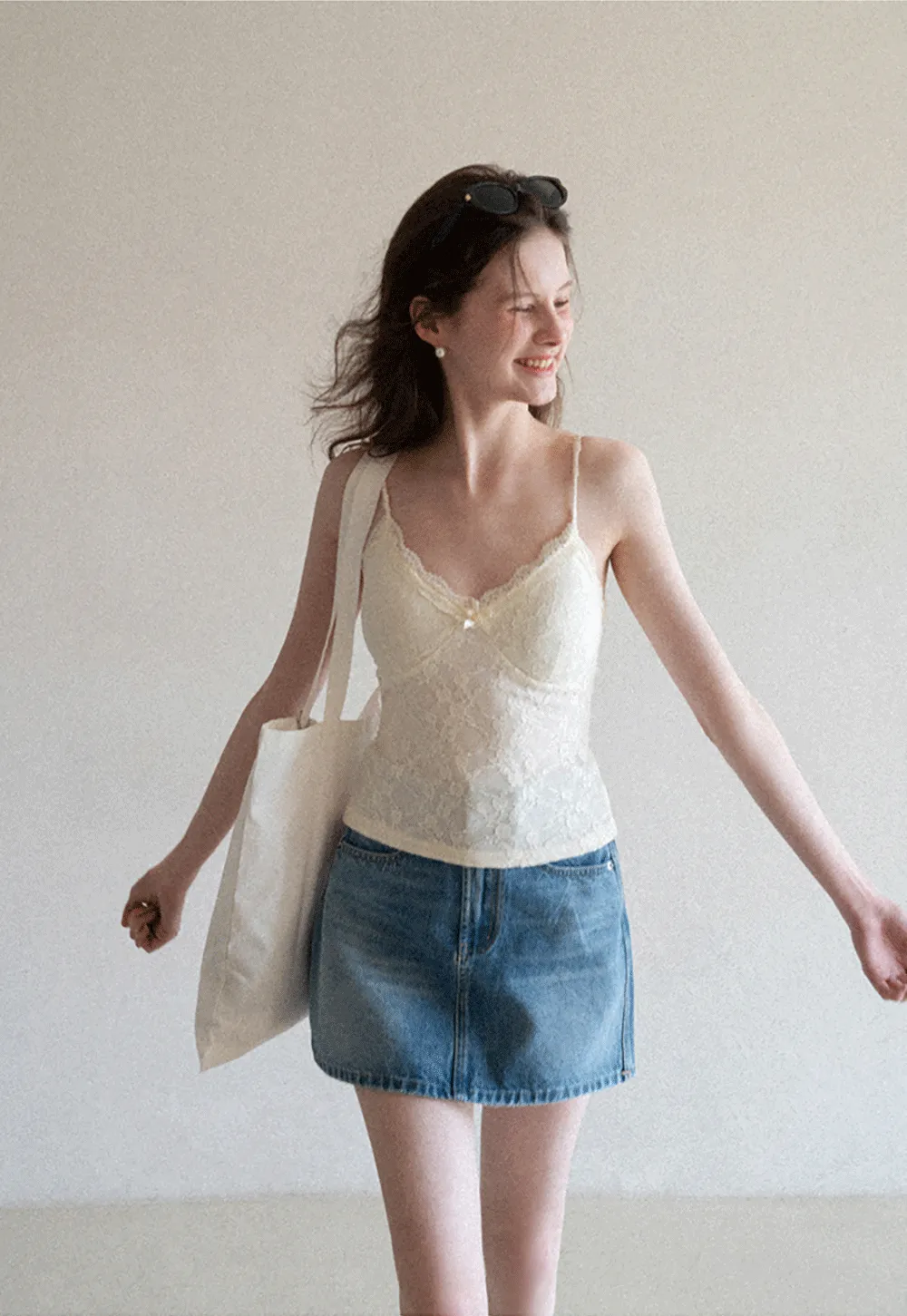 Lace Trimmed Camisole with Thin Straps