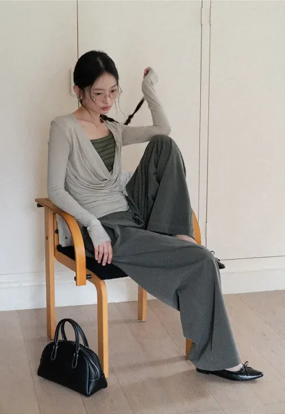 Wide Leg High Waist Casual Pants