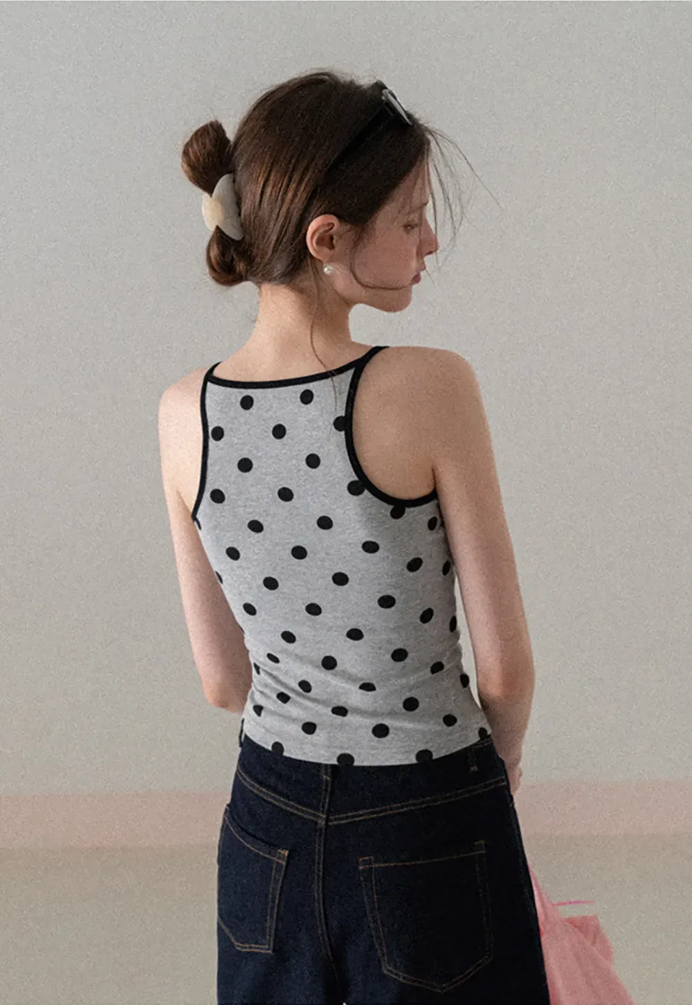 Polka Dot Tank Top with Thin Straps