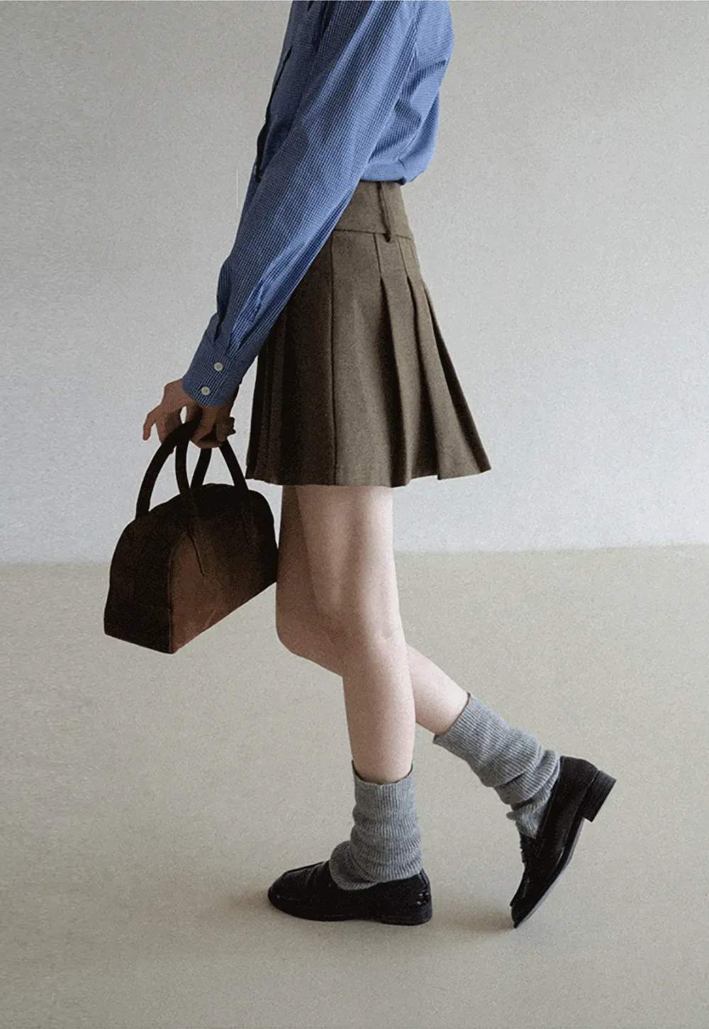 Pleated Mini Skirt with Belt Detail