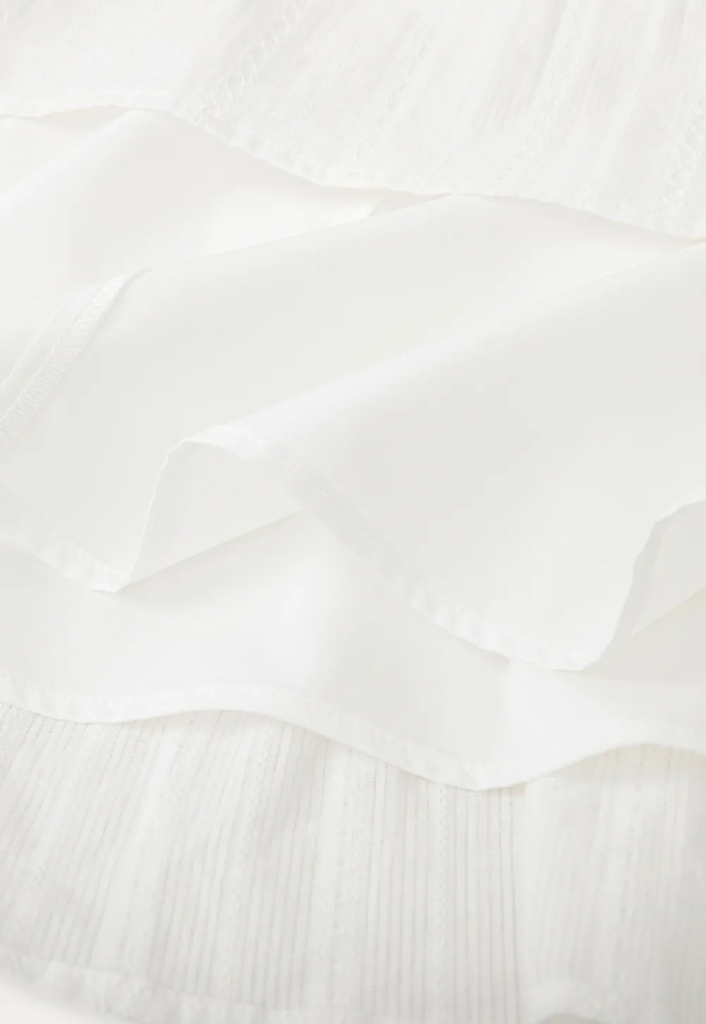 V neck long sleeve tiered dress with lace trim