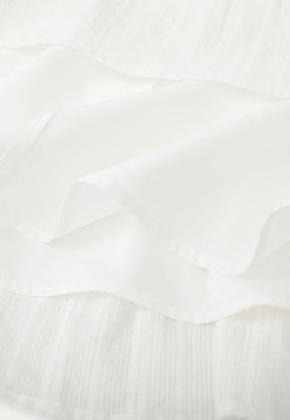 V neck long sleeve tiered dress with lace trim