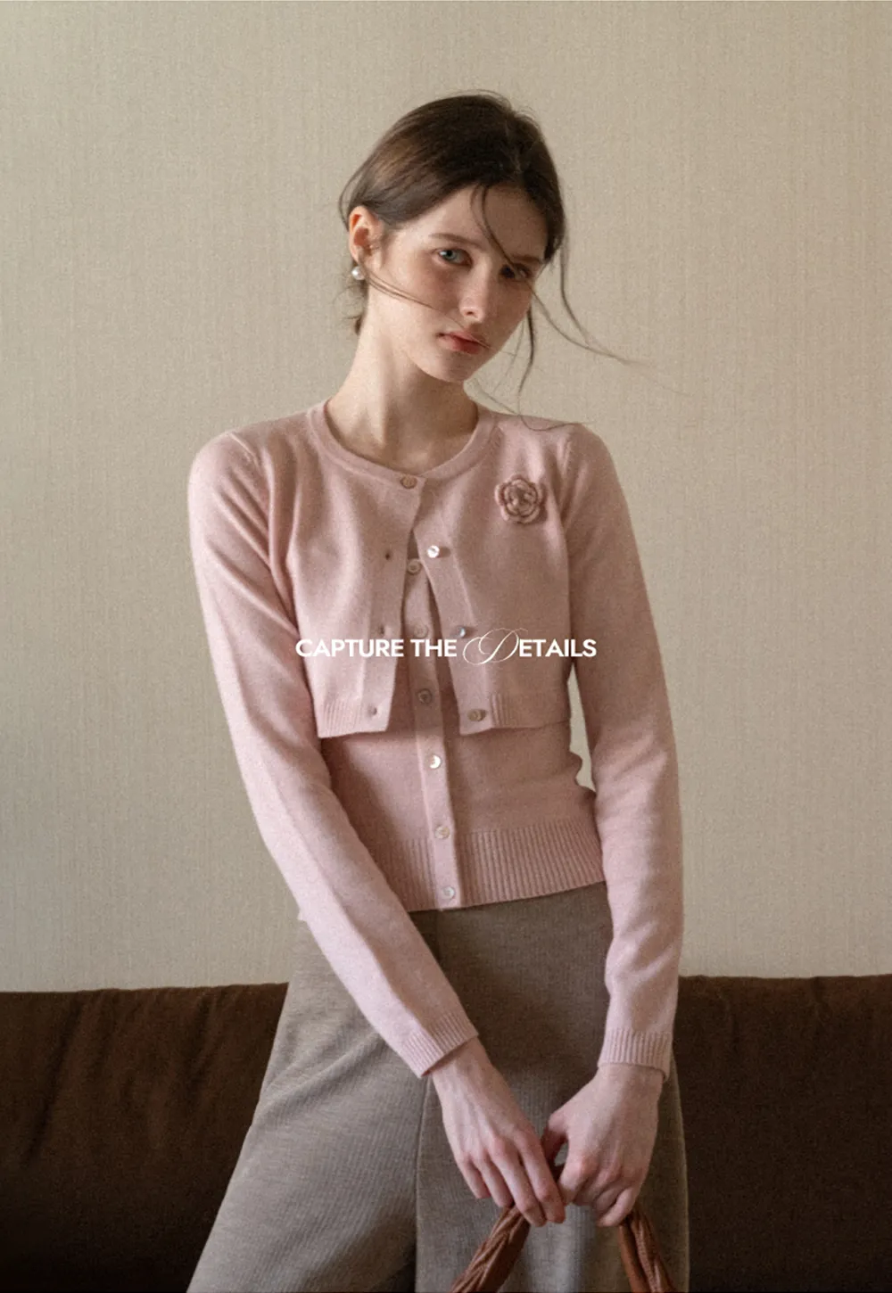 Elegant Knit Cardigan with Button Detail and Tank Top Set